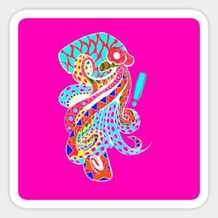 don pulpo ecopop in deep sea with mexican patterns Sticker